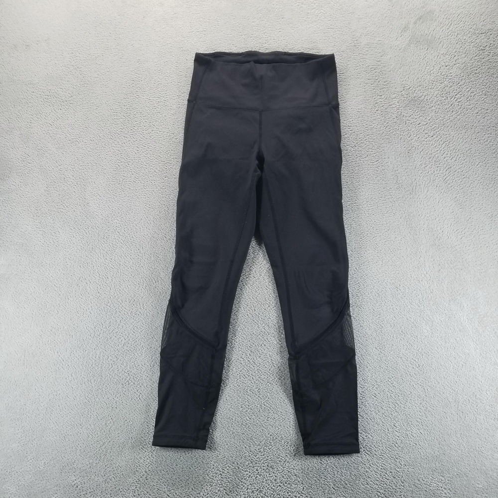 Lululemon Leggings Womens 6 Black Fresh in Mesh Tight Cropped Gym Yoga‎ Workout - Picture 1 of 9